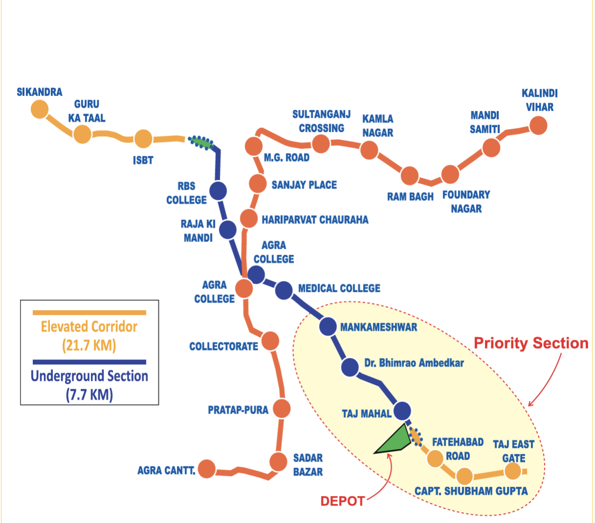 Agra Metro Map 2025