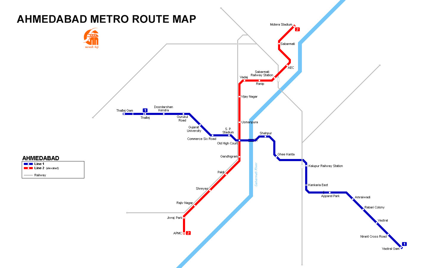 Ahmedabad Metro Map 2025
