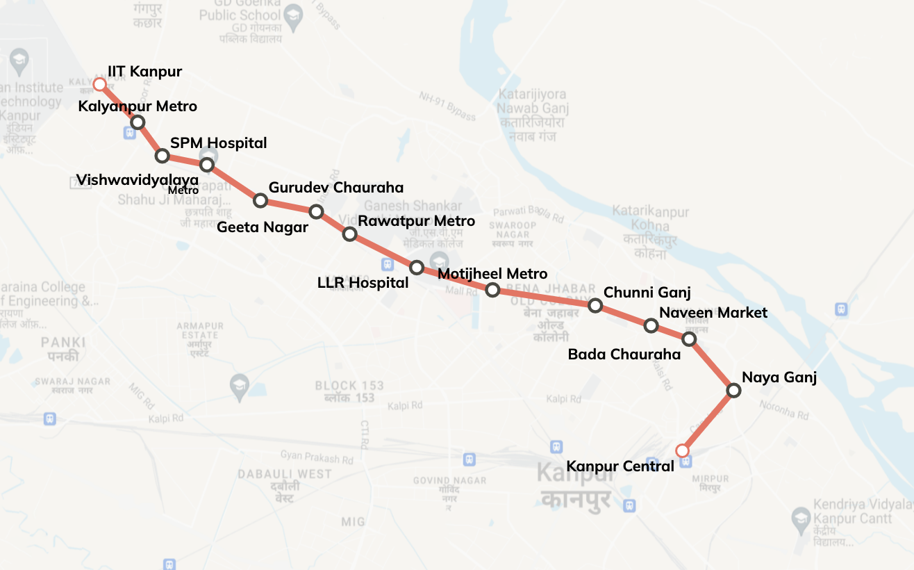 Kanpur Metro Map 2025