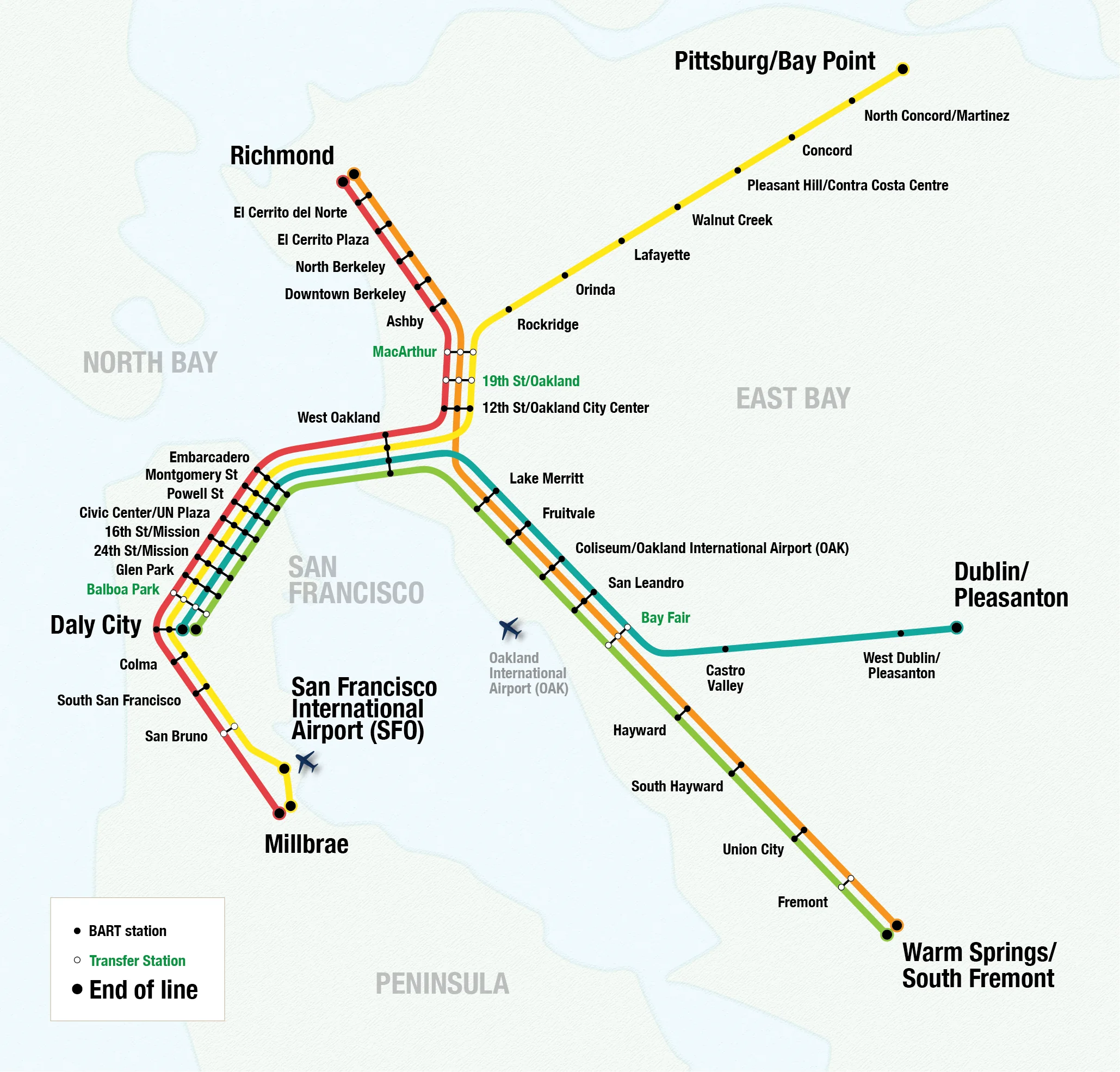 BART & Muni Metro official transit map